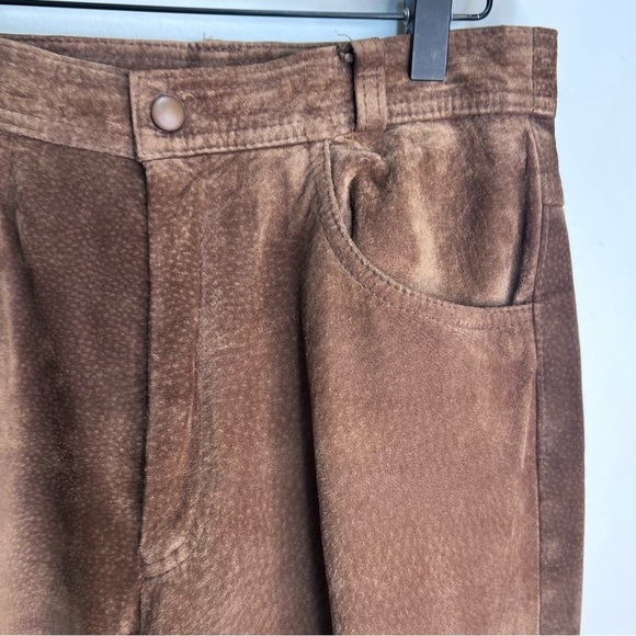 Danier Brown Suede Leather Straight Leg Pants Size 8 - Picture 6 of 16